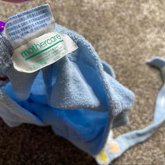 Vintage Mothercare Blue Striped Shortalls Overalls Clown One Piece Sz 6-9 Month - Picture 3 of 3